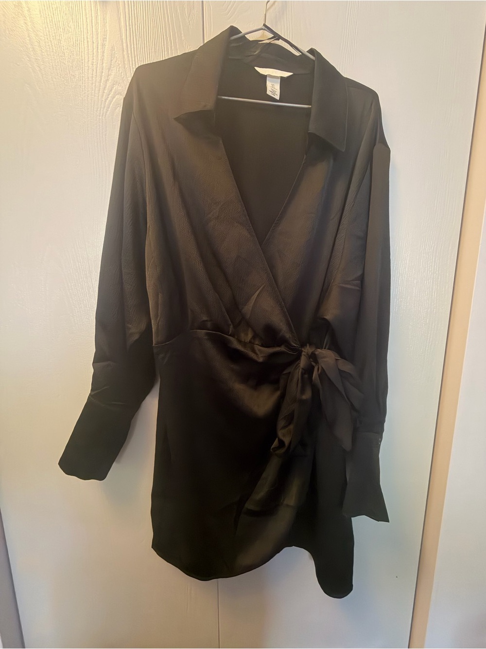H&M Black Textured Wrap Top